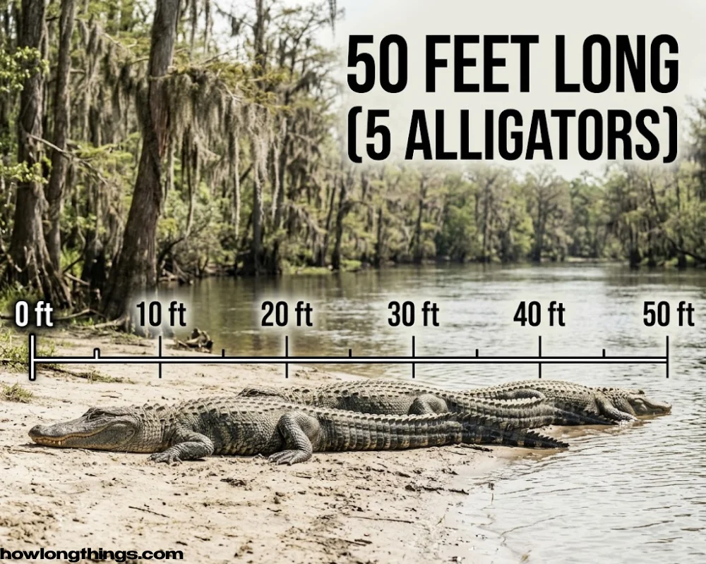 American Alligators Lined Up can be 50 feet long