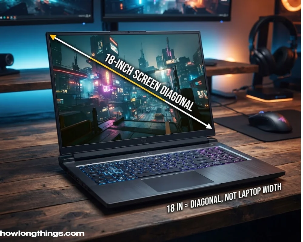 An 18-inch long gaming laptop screen
