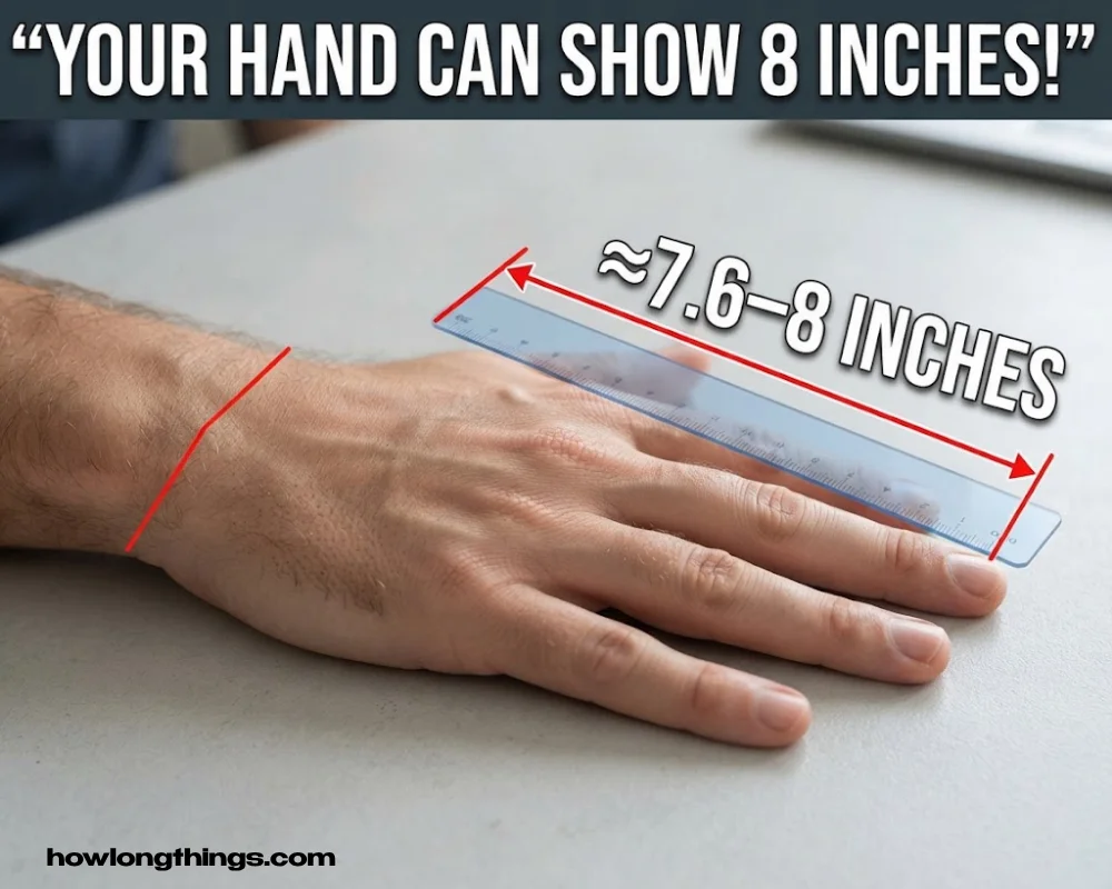 An adult male hand of 8 inches