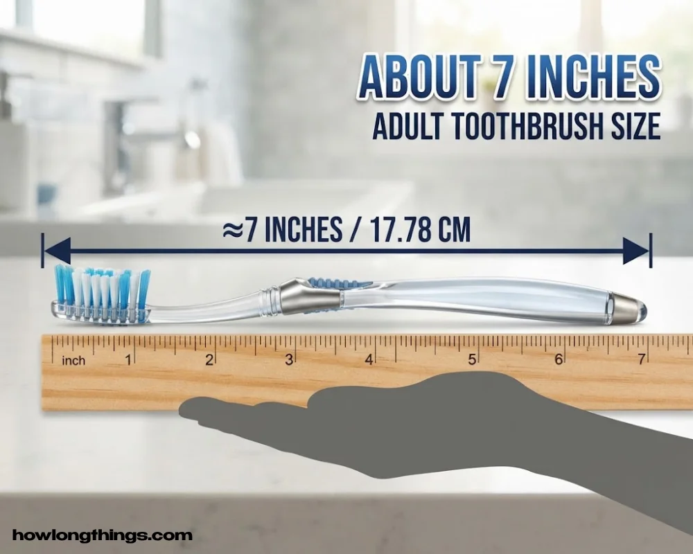 An adult toothbrush of 7 inches long