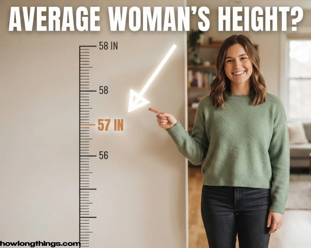An adult woman of average US height of 57 inches long