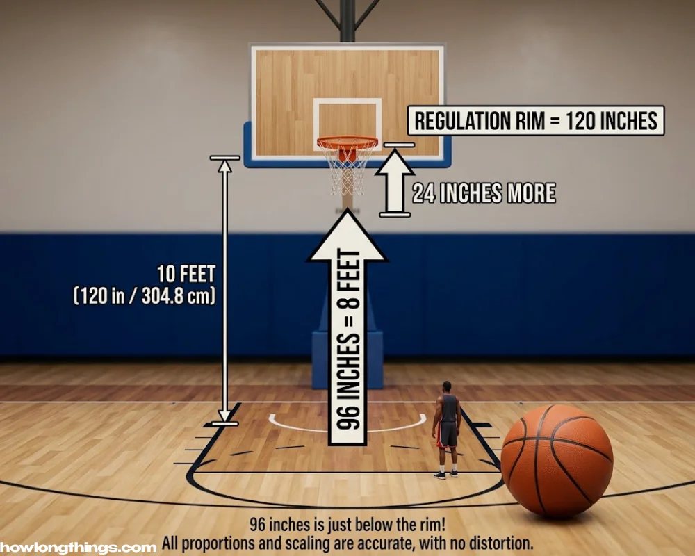 96 inches long Basketball hoop