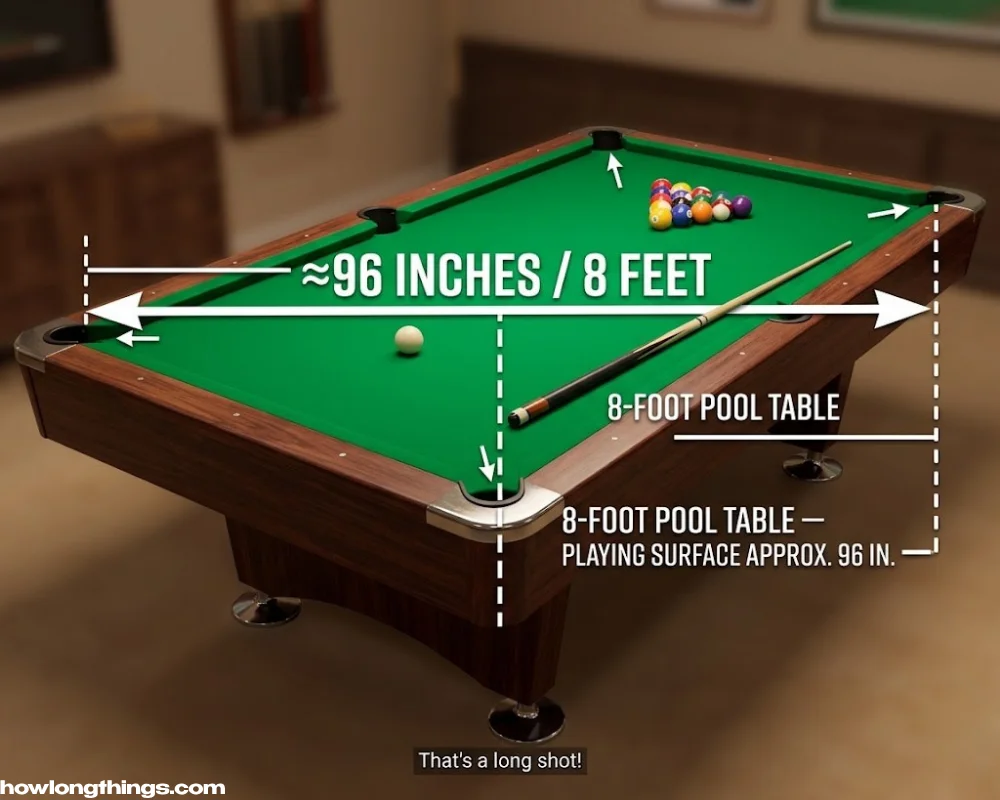 96 inches long Billiards table