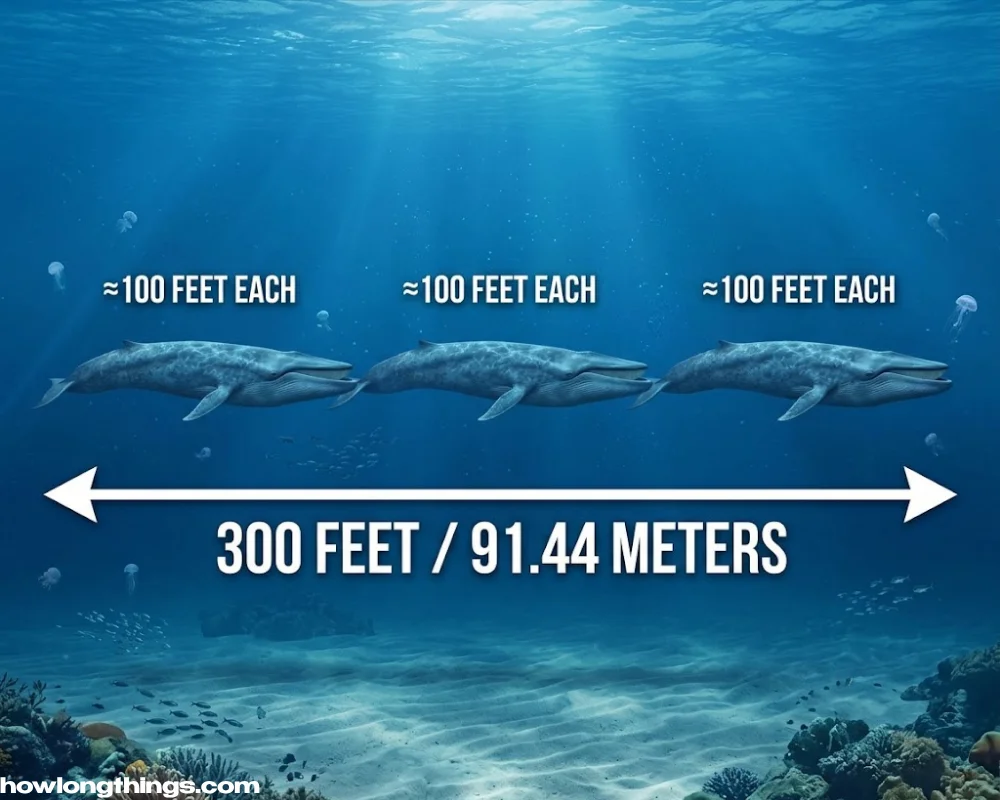 300 feet long Blue Whales Lined Up