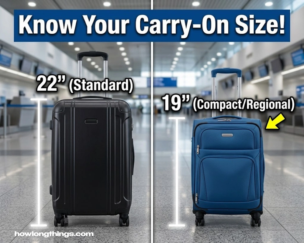 19 inches long Carry-on suitcase height