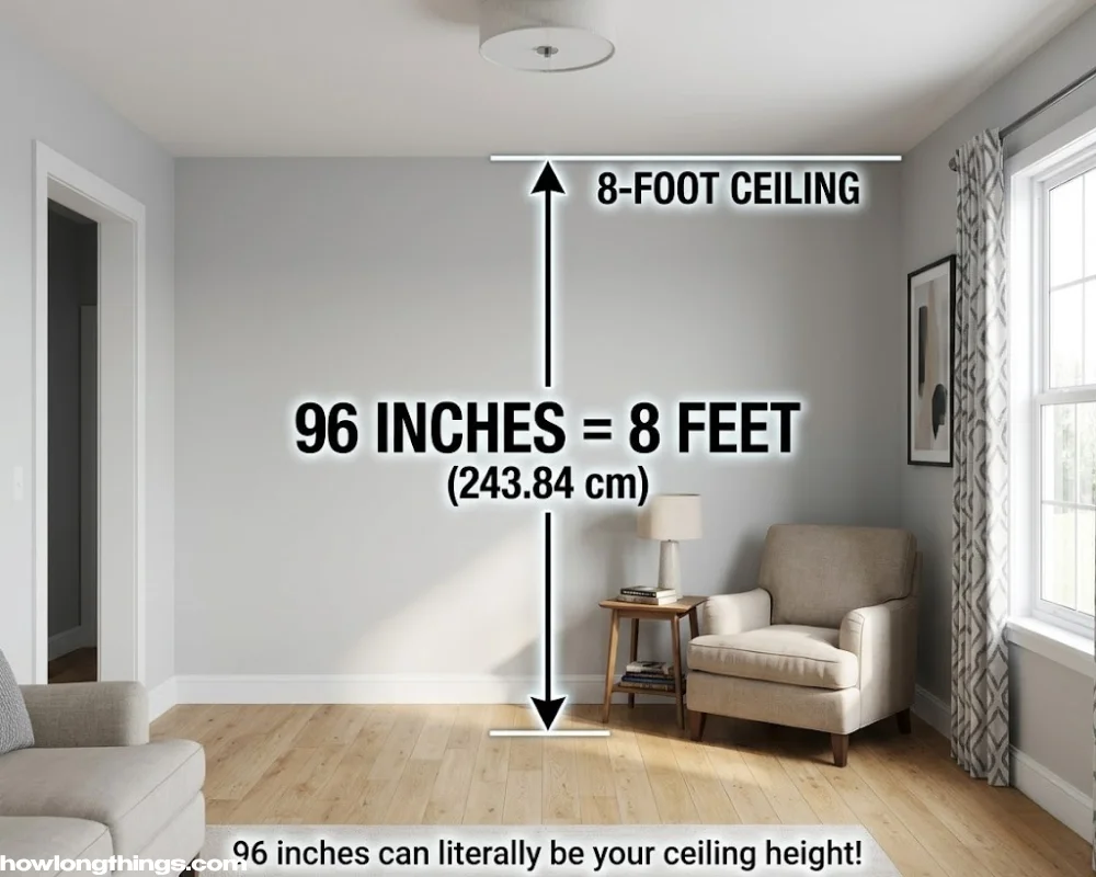 96 inches long Ceiling height