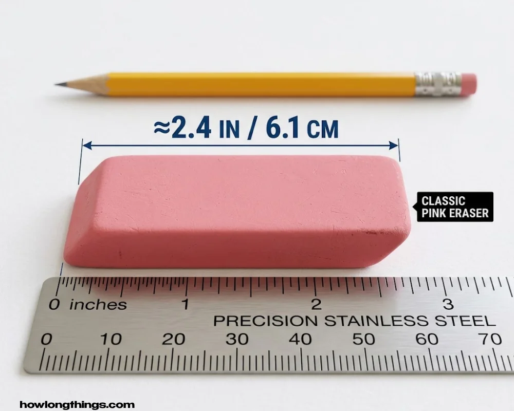 2.4 inches long Pink Eraser 