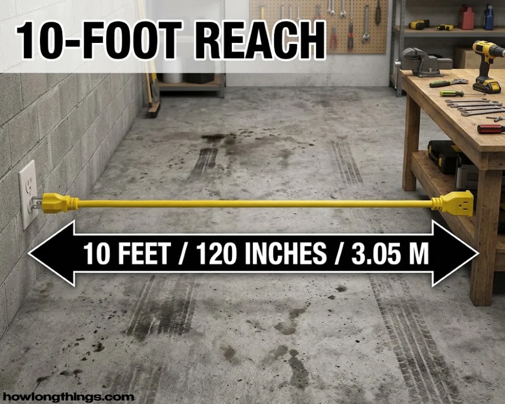 Extension cord (heavy-duty). that how long is 10 feet