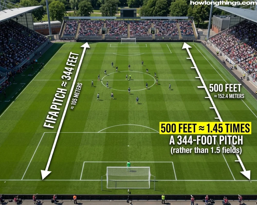 FIFA Football Pitch Size Compared to 500 Feet