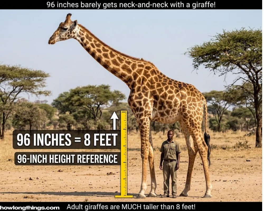 96 inches long Giraffe shoulder height