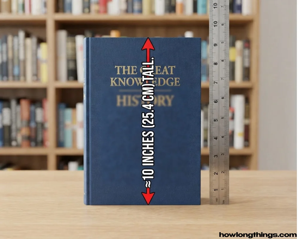 Hardcover book of 10 inches long