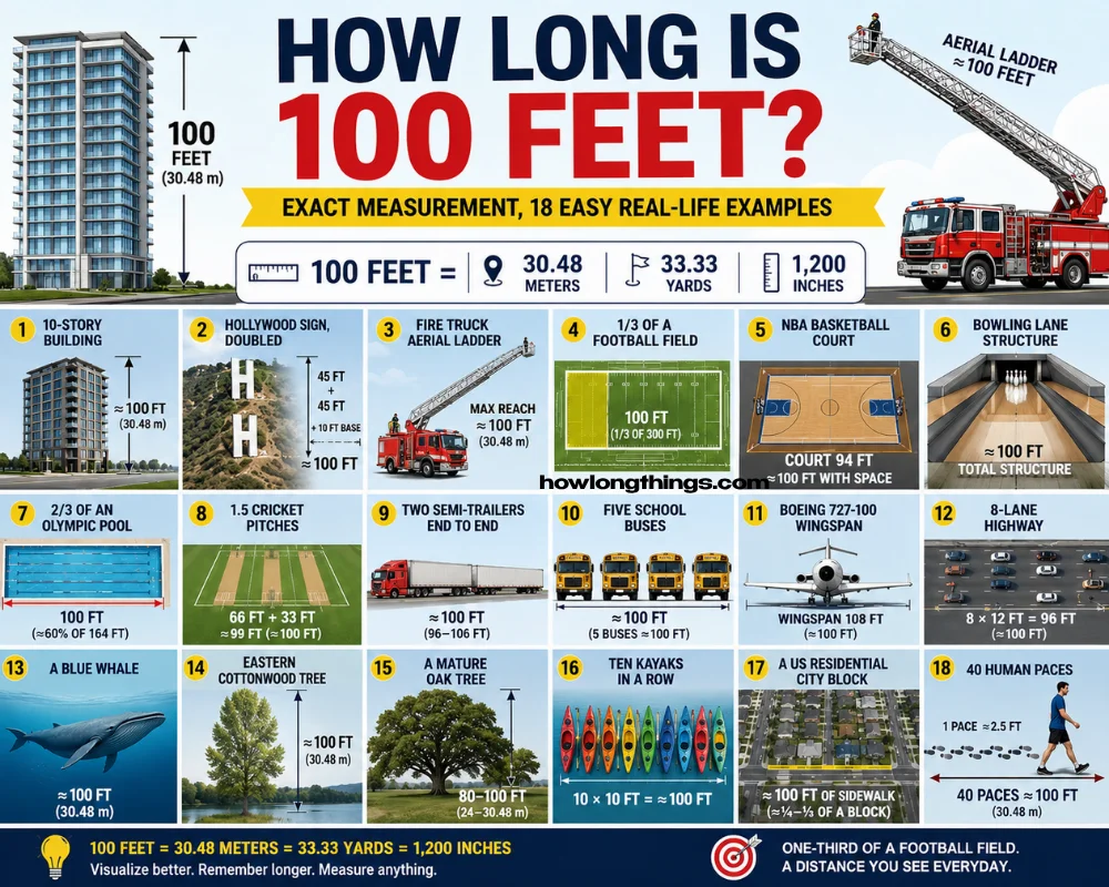 How Long Is 100 Feet? Exact Measurement, 18 easy Real-Life Examples