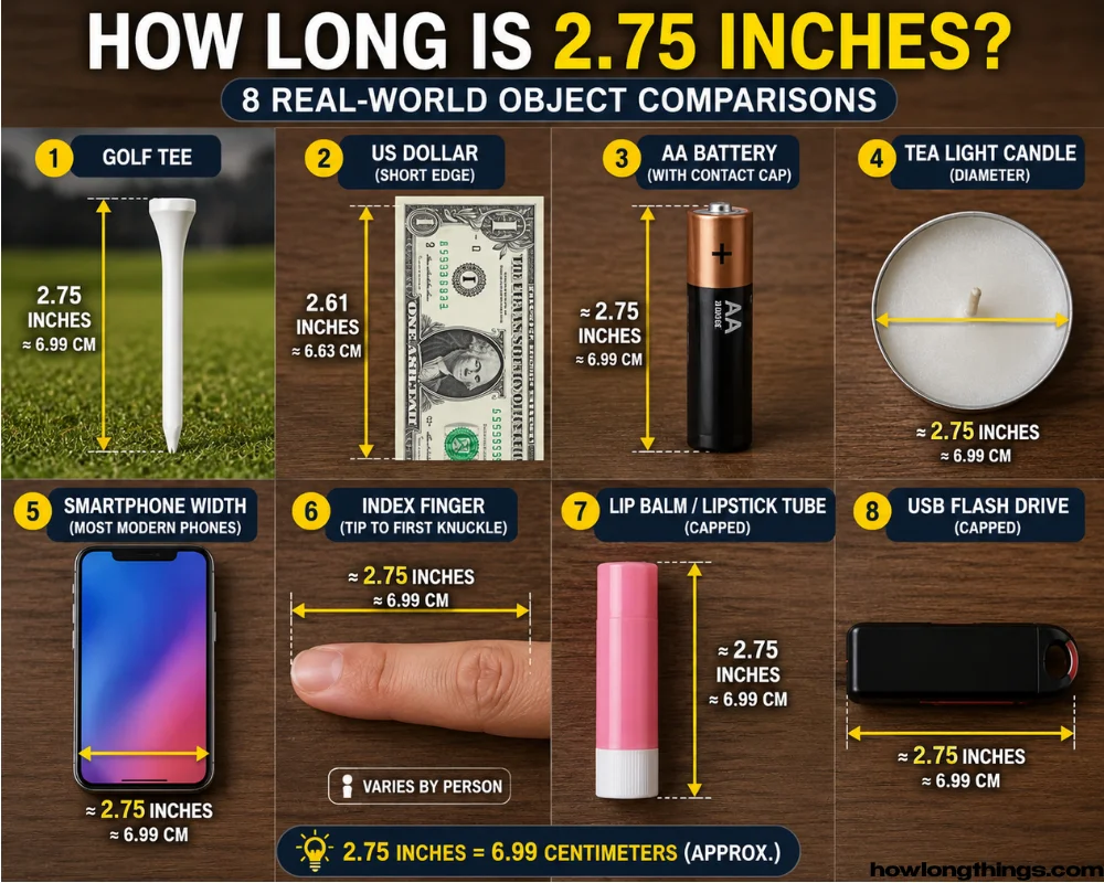 How Long Is 2.75 Inches? Exact Length, 8 Real-World Examples & Easy Conversions