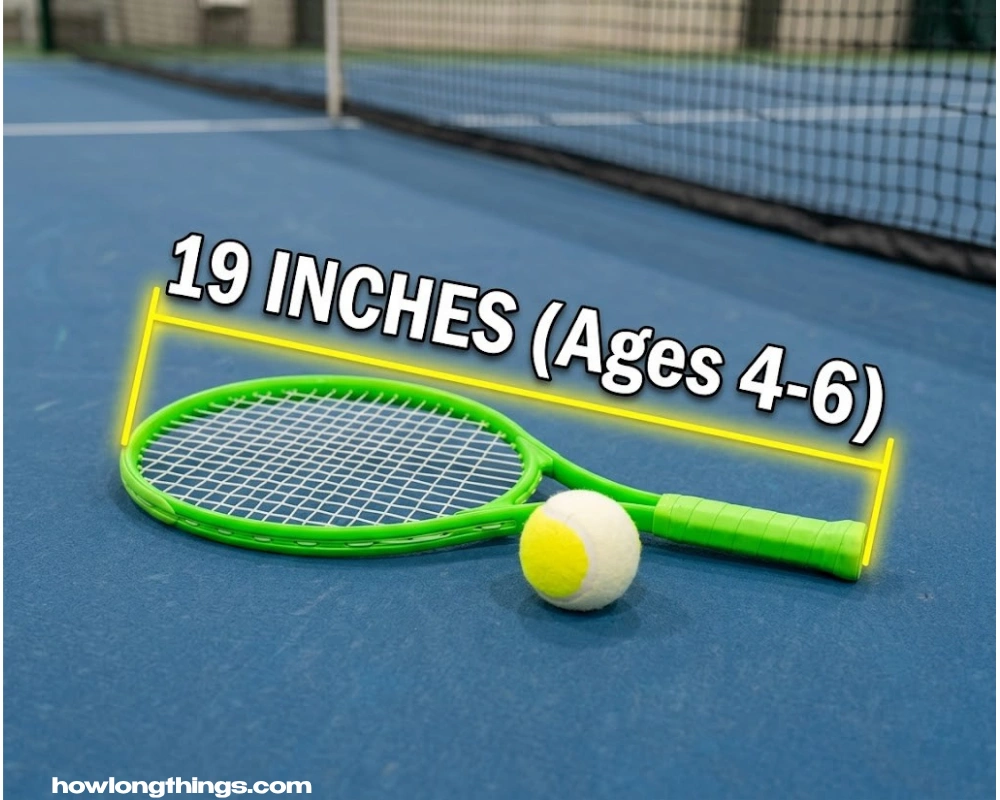 19 inches long Junior tennis racket.