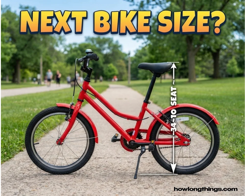 34 inches long Kids' bicycle, wheel to seat height range