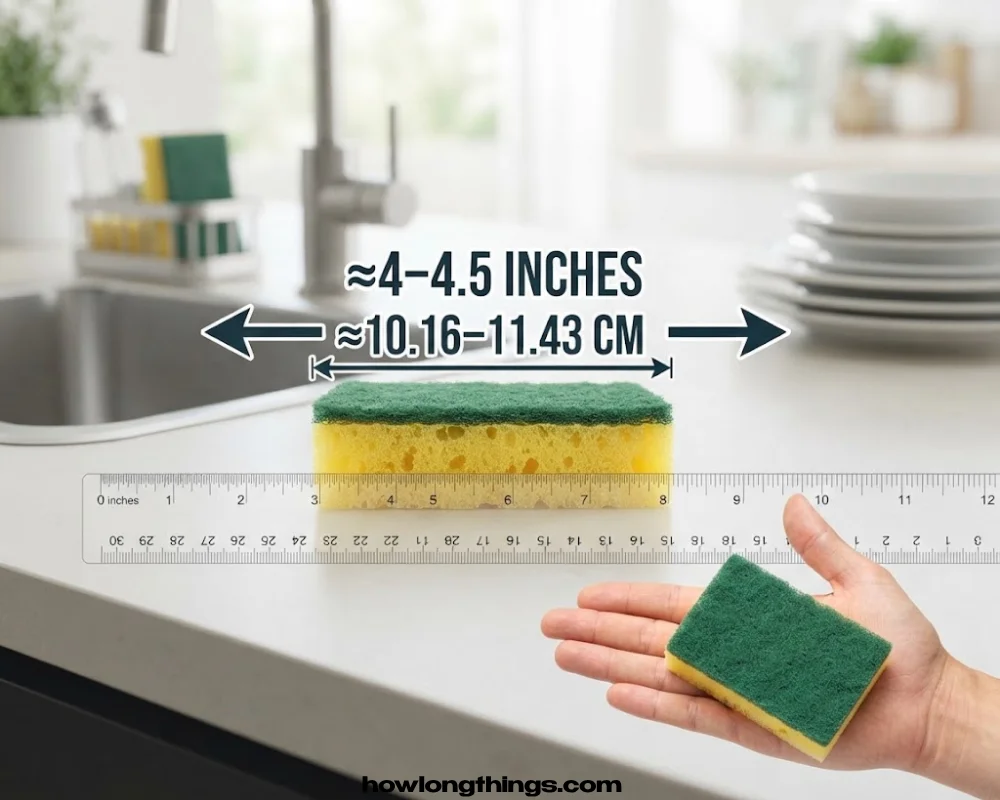 Kitchen sponge of 4 inches long