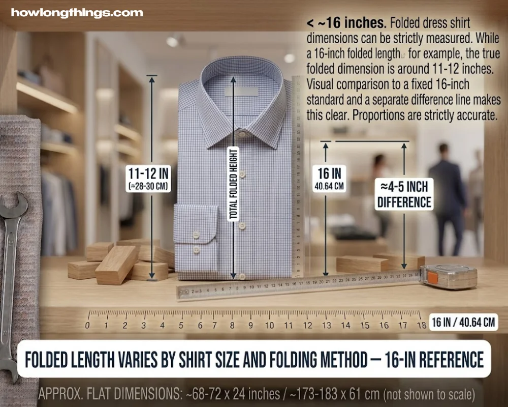 16 inches long Men's Dress Shirt Sleeve (Folded)
