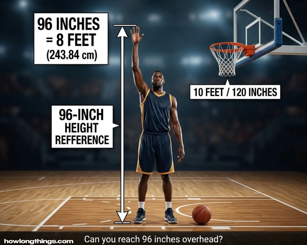 96 inches long NBA center's reach