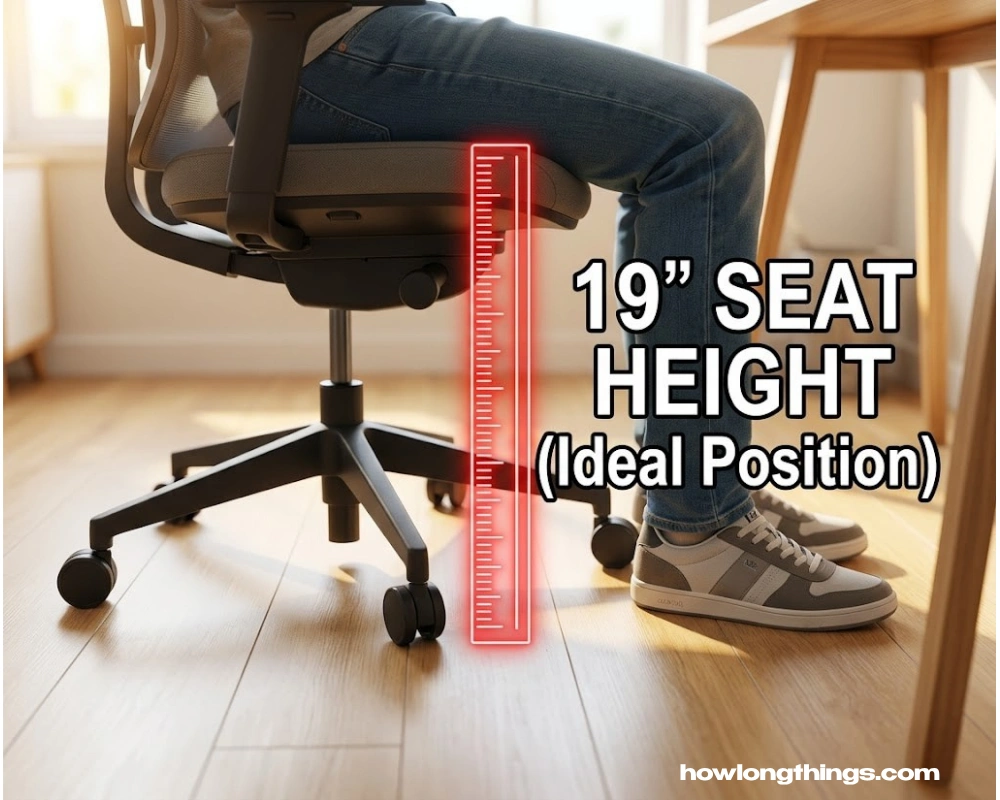19 inches long Office chair seat height