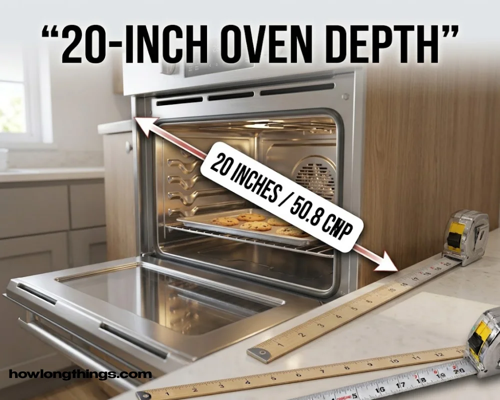 Oven interior depth of 20 inches long