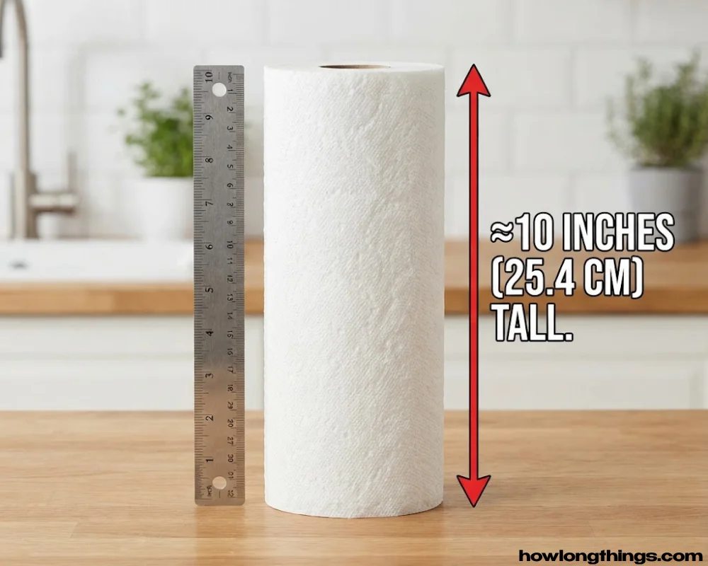 Paper towel roll of 10 inches long