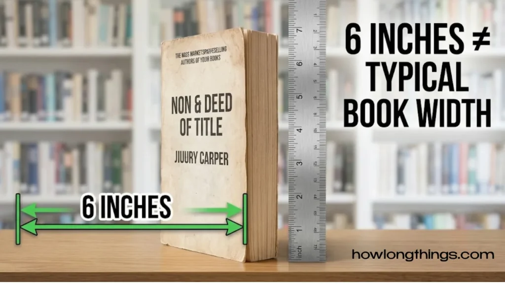 A Paperback Book's Width 6 inches long