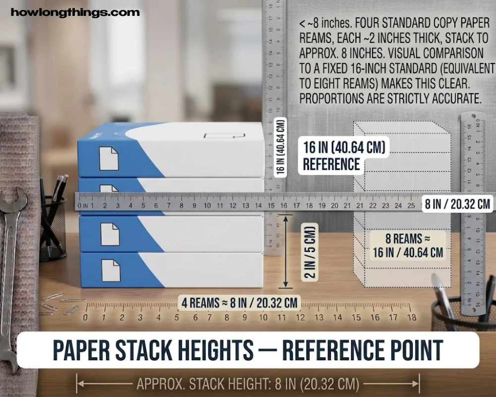 16 inches long Reams of Copy Paper (Stacked)