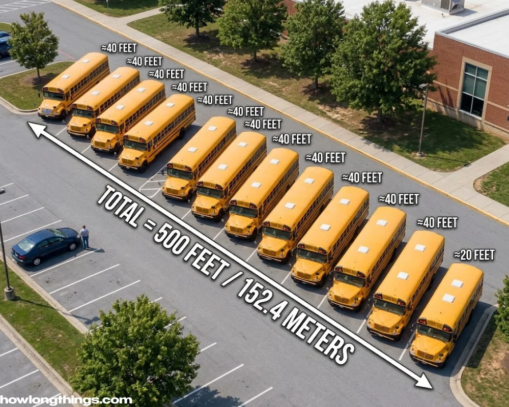 School Buses End to End that how long 500 feet