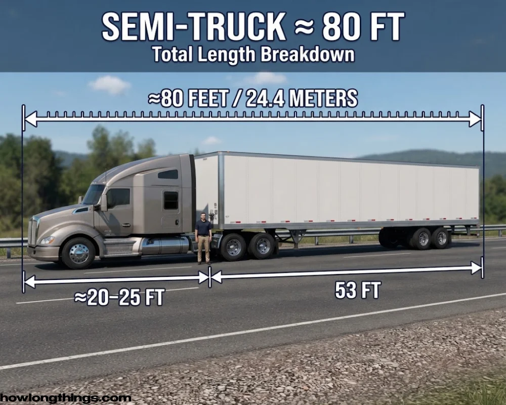 Semi-Truck With Trailer 80 feet long