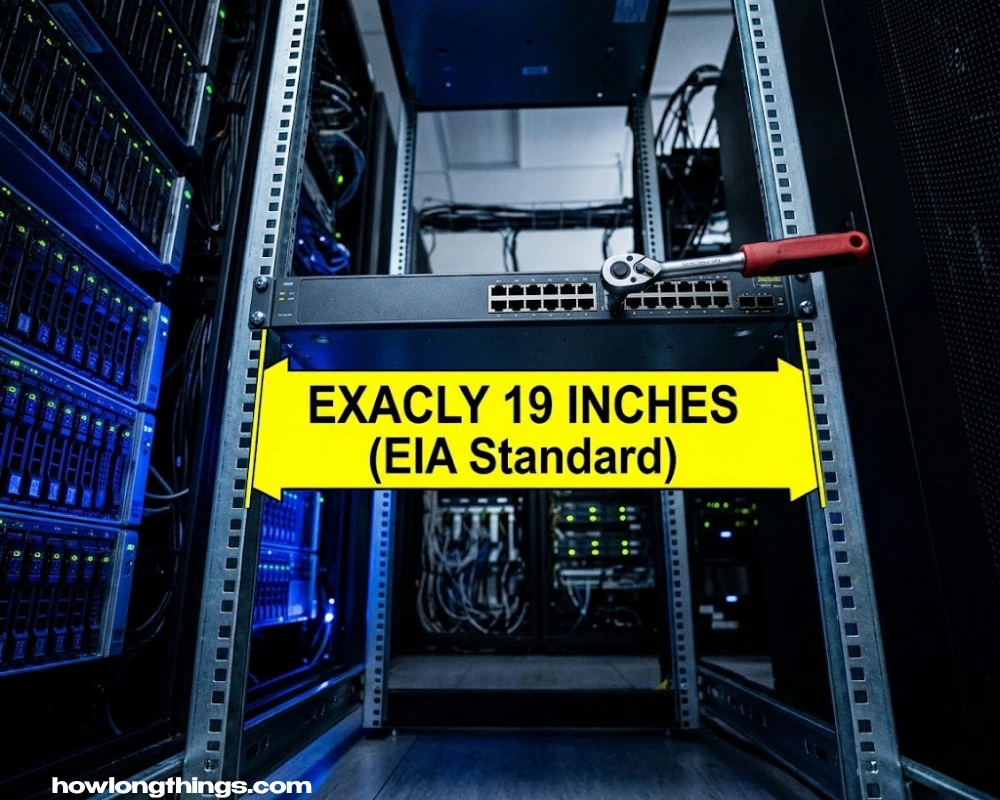 19 inches long Server rack width