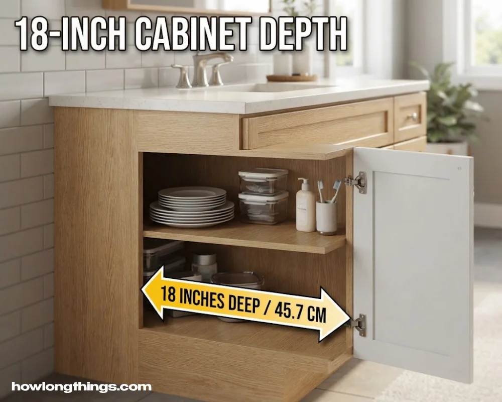 Shallow cabinet or shelf depth