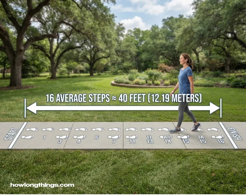 40 feet long Sixteen Average Walking Steps
