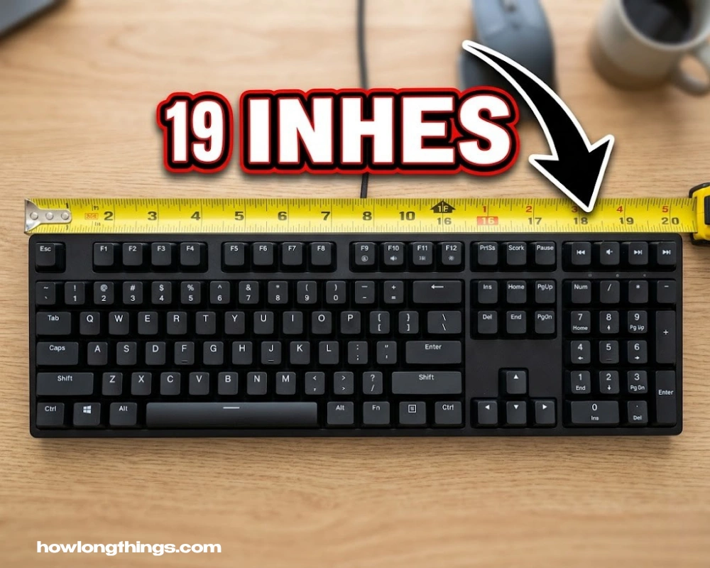 19 inches long Standard keyboard 