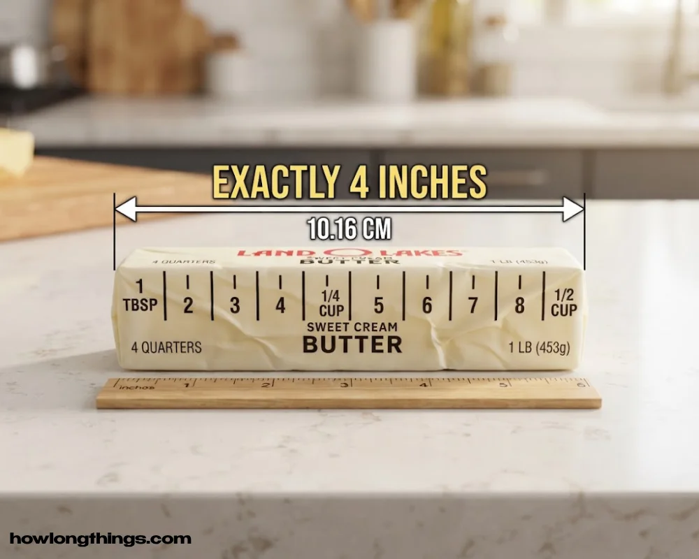 4 inches long Stick of butter