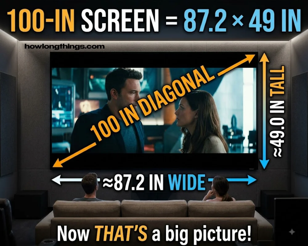 A 100-inch long projector or TV screen