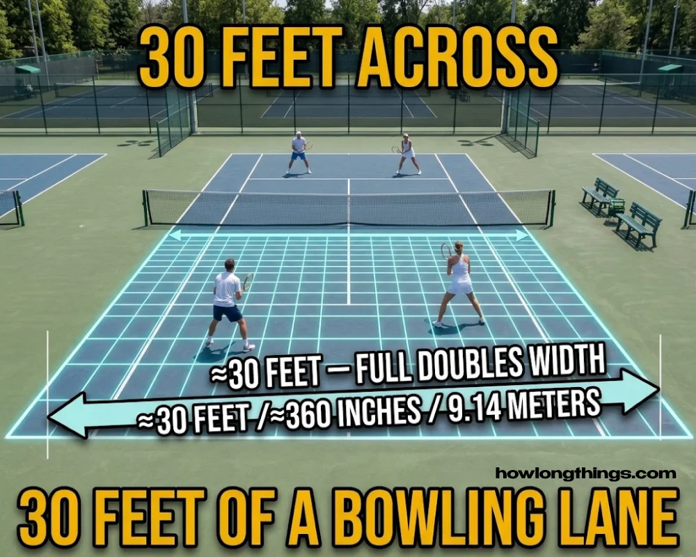 The width of a doubles tennis court