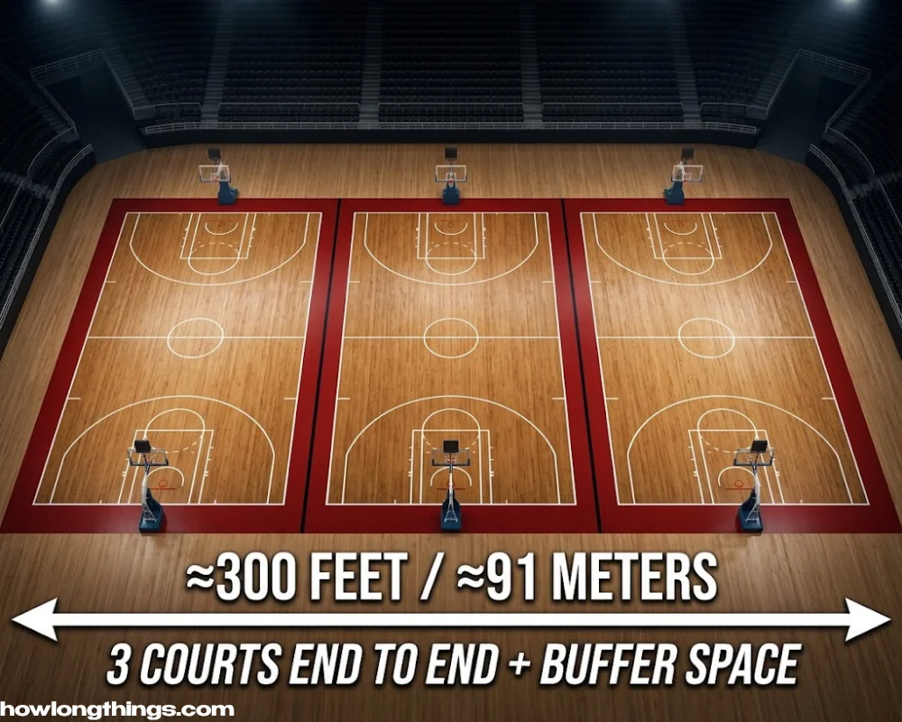 Three 300 feet long NBA Basketball Courts