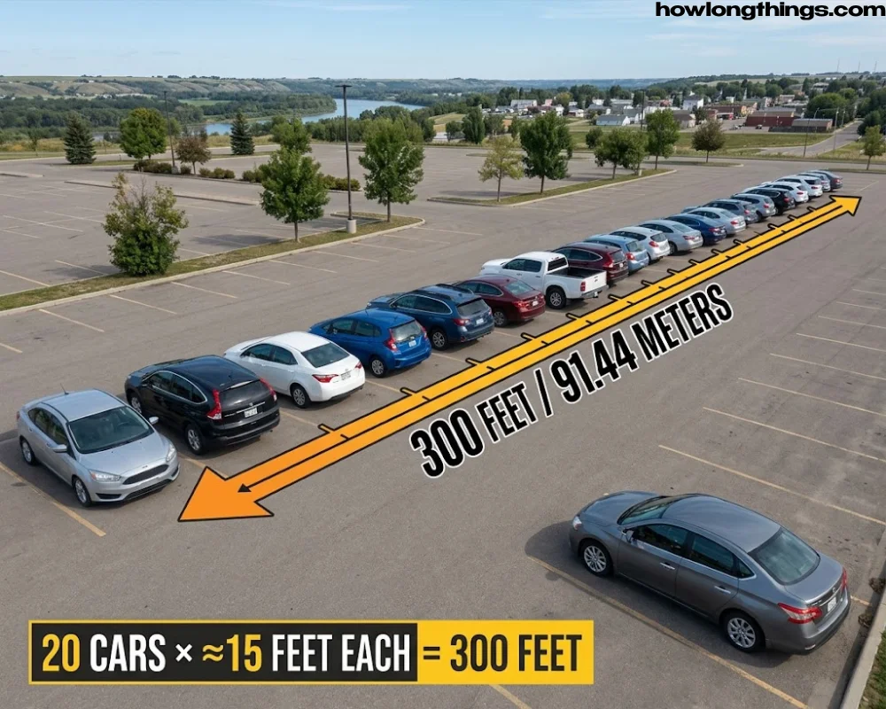 Twenty Parked Cars of 300 feet long