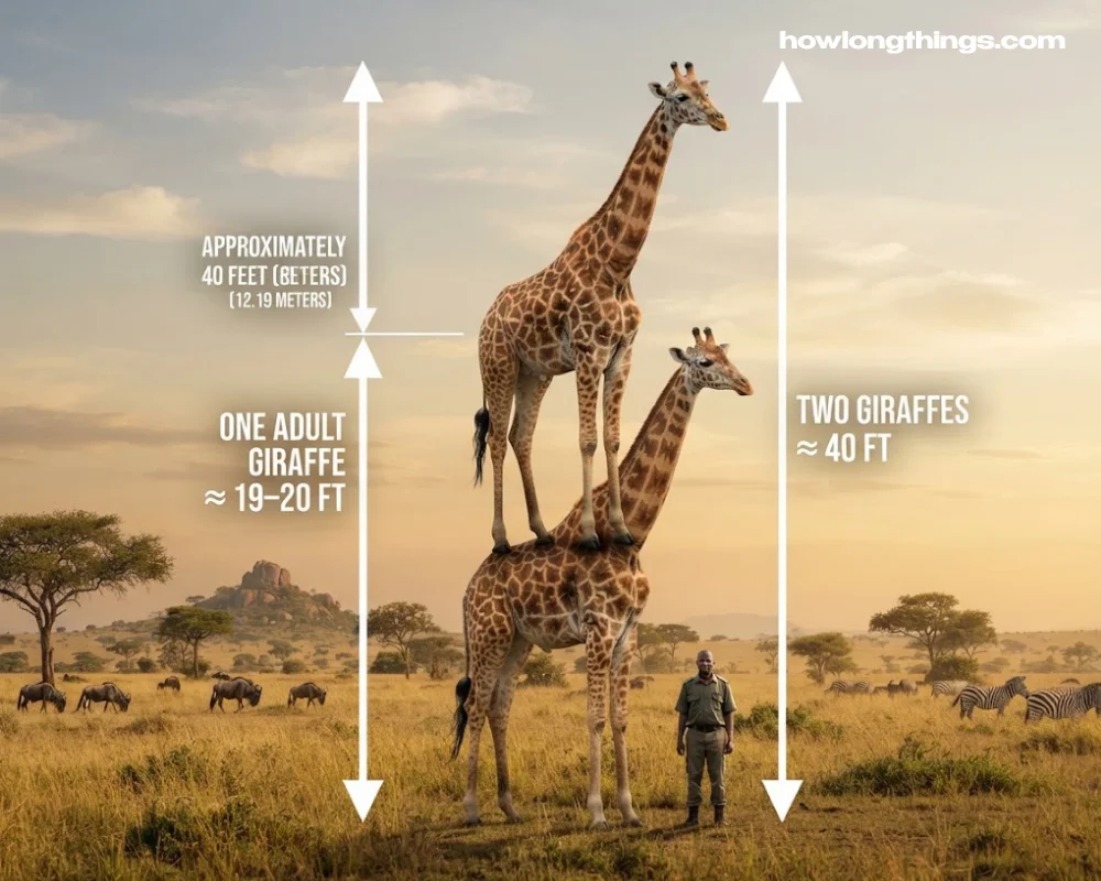 40 feet long Two Giraffes Standing on Top of Each Other