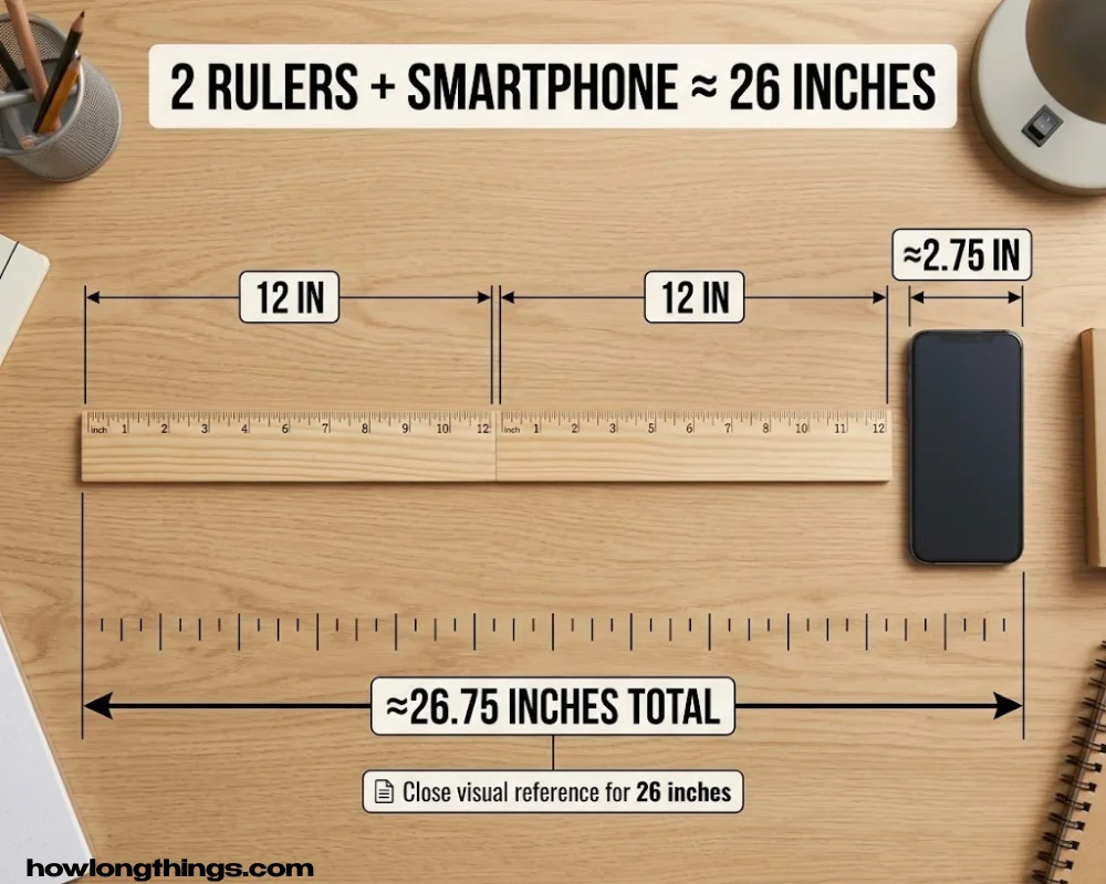 Two Rulers Plus a Smartphone 26 inches long