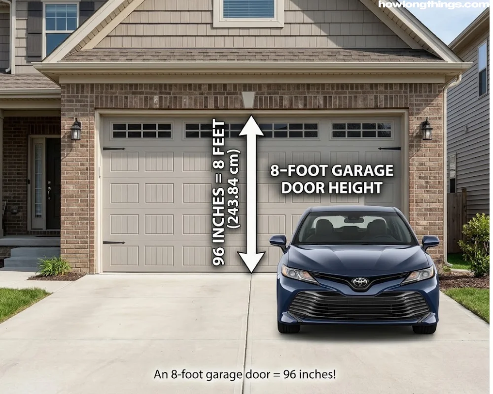 Two-car garage door of 96 inches long