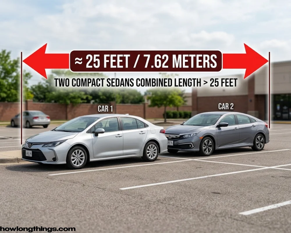 Two compact cars parked nose to tail 