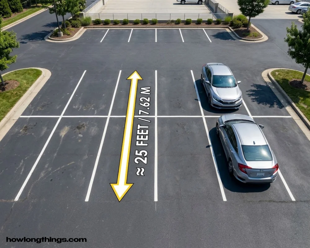 Two parking spaces end to end that How long is 25 feet