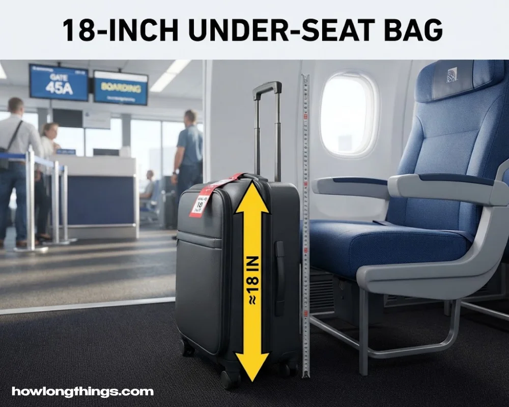 Under-seat carry-on luggage of 18 inches long
