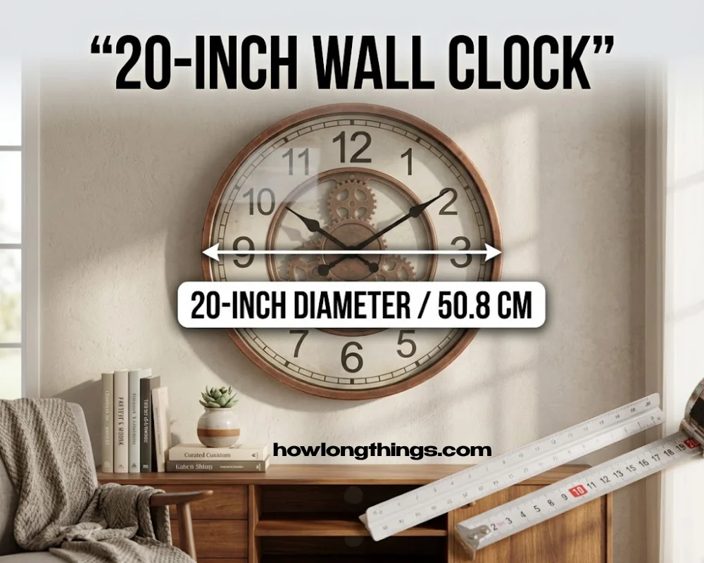 Wall clock diameter of 20 inches long