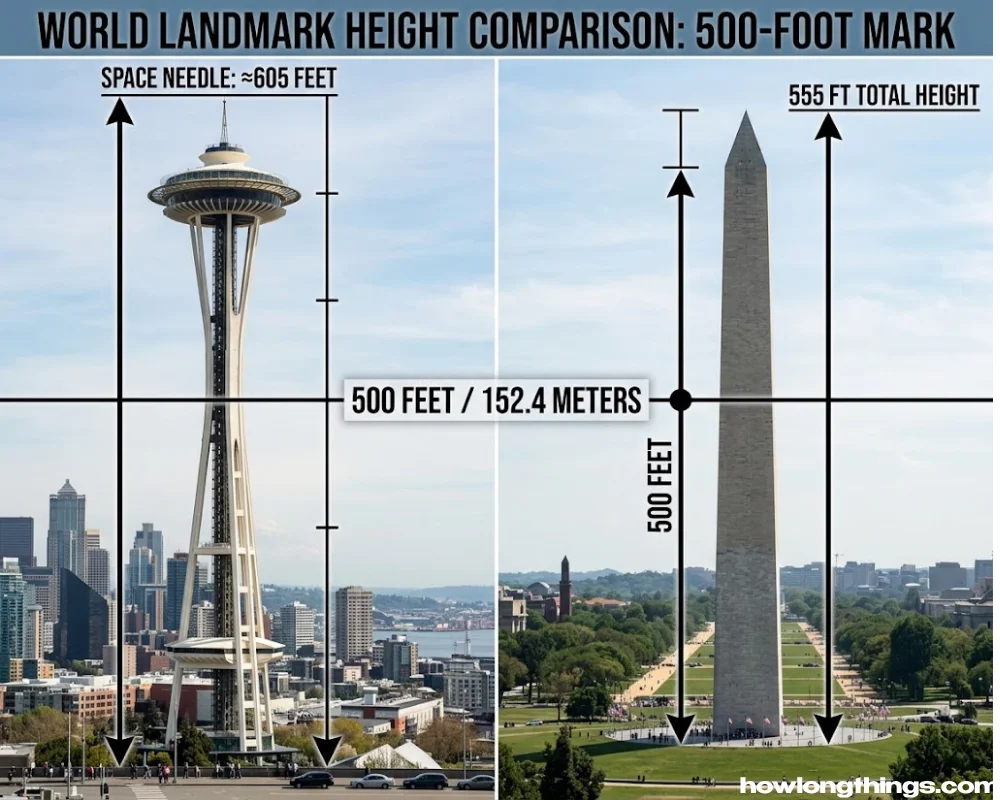 Washington Monument & Space Needle of 500 feet
