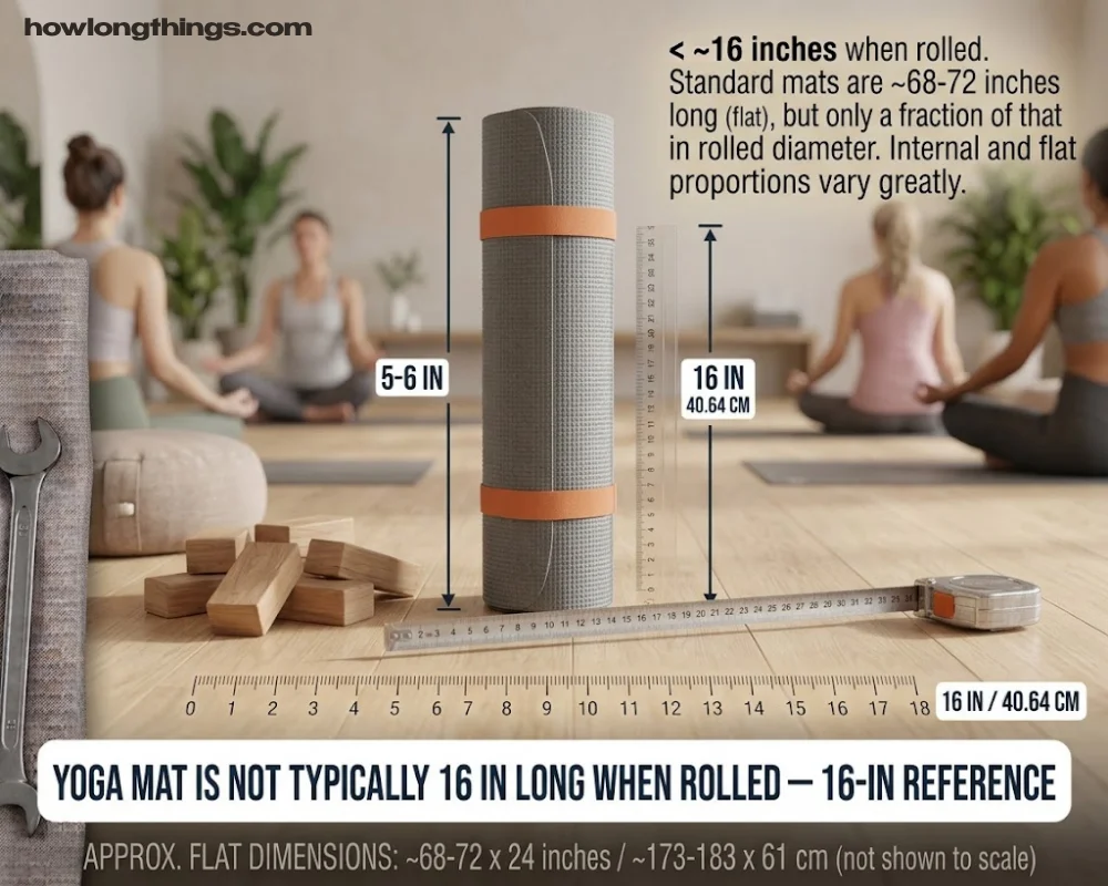 16 inches long Yoga Mat Width (Rolled)