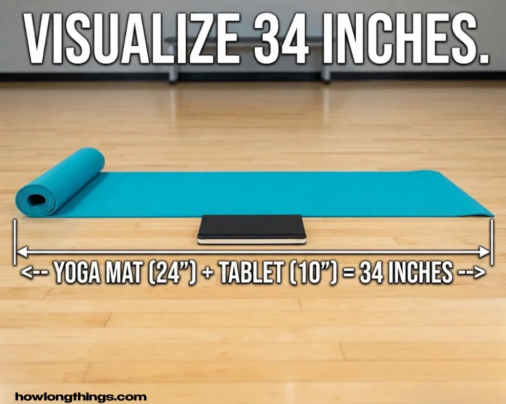 34 inches long Yoga mat width doubled