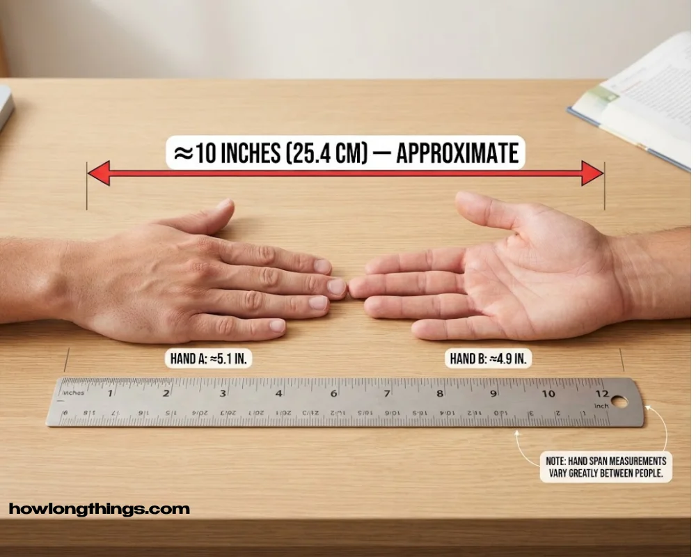Two adult hand spans
