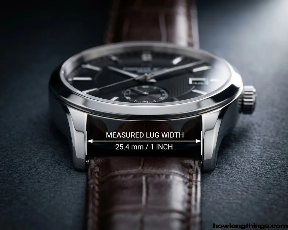 A large watch band's lug width of 1 inch long